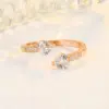 Wholesale Simple Style Heart Shape Copper Open Ring Plating Zircon Copper Rings