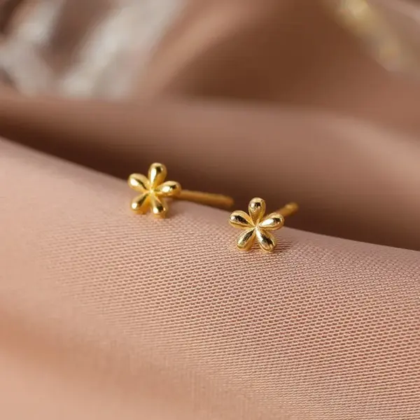 201 Stainless Steel 304 Stainless Steel Plastic Flower Ion Plating (IP) 18K Gold Plated Cute Sweet Simple Style Waterproof Non Tarnish Ear Studs