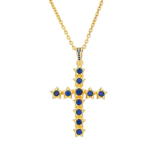 Wholesale Water Plating 18K Gold Plated Real Gold Plated Cross 304 Stainless Steel Copper Fashion Waterproof Non Tarnish 304 Stainless Steel Necklace