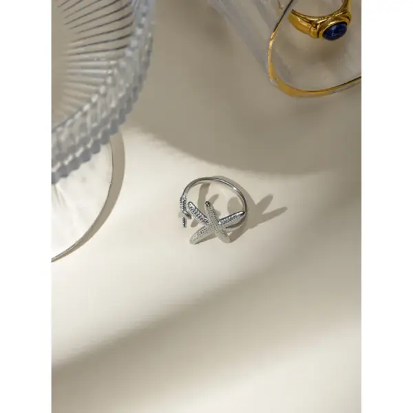 Wholesale Jewelry IG Style Modern Style Classic Style Starfish 304 Stainless Steel PVD Coated Plating Open Rings