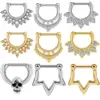 Wholesale 1 Piece Nose Rings & Studs Fashion Crown Skull Stainless Steel Plating Inlay Artificial Gemstones Nose Pin