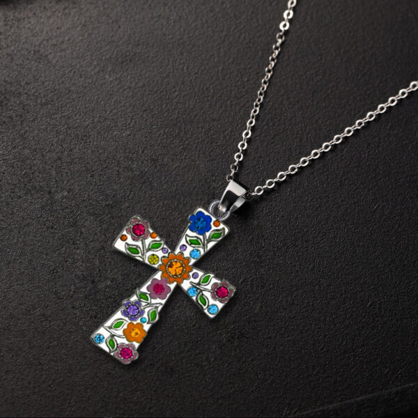 oly-f2fb1e63bf272d4f9090ac012f9ecbfb Wholesale Cross-border Explosions Jewelry Wholesale Cross Flower Necklace Pendant Women's Fashion European and American Style Small Plum Blossom Religious Jewelry