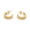 PVD Coated Real Gold Plated 18K Gold Twist Titanium Steel Simple Style Waterproof Non Tarnish Ear Studs
