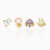 Wholesale Lady Geometric Brass Ear Studs Metal Gem Copper Earrings