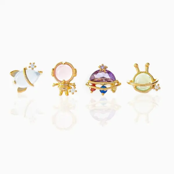 Wholesale Lady Geometric Brass Ear Studs Metal Gem Copper Earrings