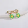 Wholesale 304 Stainless Steel Daisy PVD Coated Resin Dripping Oil 14K Real Gold Plated 14K Gold Retro Waterproof Non Tarnish Plating Lilac White Green Earrings