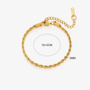 【YXC337】3mm Braided Chain Bracelet / Gold