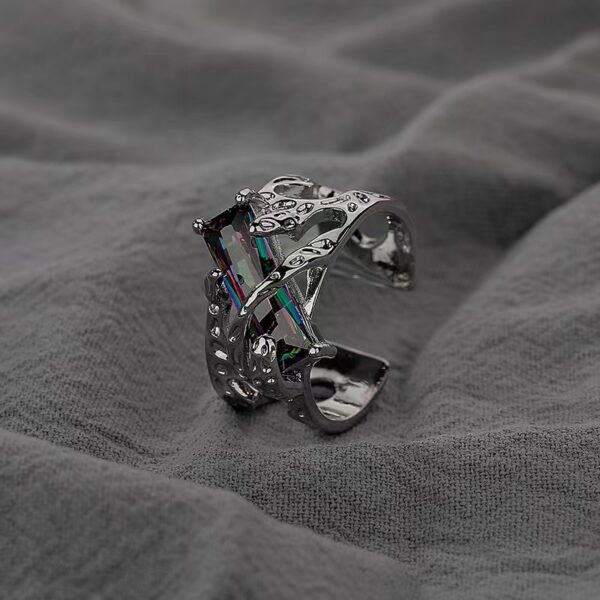 Wholesale Vintage Ruby Ring for Men and Women Trendy Domineering Neutral Wind Texture Finger Ring Dark Lava Zircon Ring