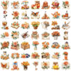 Wholesale 50 Sheets Transparent Ins Orange Bud Sticker Pack Waterproof Transparent PET Hand Account Material Decorative Guitar Notebook
