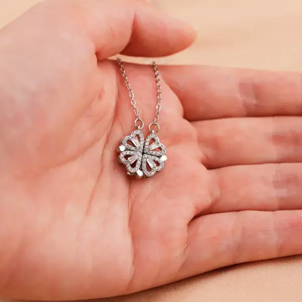 Wholesale Stainless Steel Copper Simple Style Four Leaf Clover Plating Inlay Zircon Pendant Necklace