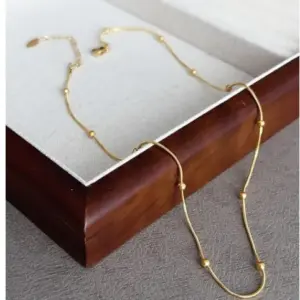 19. round Snake Bone Bead Necklace 41 6 / Titanium Steel/Polishing/Furnace Vacuum Plating 18K Gold