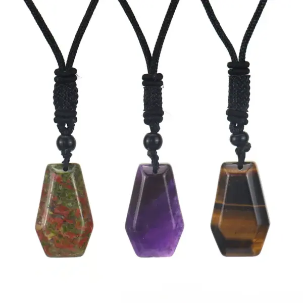Wholesale Ethnic Style Water Droplets Natural Stone Crystal Agate Pendant Necklace 1 Piece