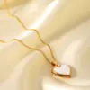 Wholesale 304 Stainless Steel Heart Shape PVD Coated 18K Real Gold Plated IG Style Princess Romantic Waterproof Non Tarnish Belcher Chain White Gold Locket Necklace