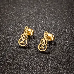 Wholesale PVD Coated 18K Gold Real Gold Plated Cello 304 Stainless Steel Simple Style Waterproof Non Tarnish Ear Studs