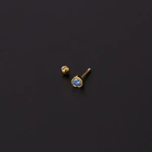 Copper Artificial Gemstones Ear Cartilage Rings & Studs Heart Waterproof Non Tarnish Surgical Steel Women'S