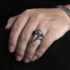 Wholesale Punk Dark Crow Skull Thai Silver Skull Bird Head Open Ring