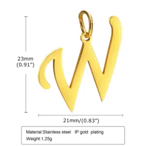 Gold (Single Pendant without Chain) / Letter W