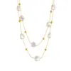 Wholesale Jewelry French Style Irregular 304 Stainless Steel Plastic 18K Gold Plated Pearl Plating Stainless Steel Necklaces