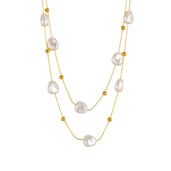 Wholesale Jewelry French Style Irregular 304 Stainless Steel Plastic 18K Gold Plated Pearl Plating Stainless Steel Necklaces