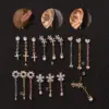 316L Stainless Steel Copper Zircon Ear Cartilage Rings & Studs Flower Waterproof Non Tarnish Surgical Steel Women'S