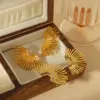 Wholesale PVD Coated Real Gold Plated 18K Gold Sector 304 Stainless Steel Elegant Retro Waterproof Non Tarnish Ear Studs