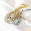 Wholesale 304 Stainless Steel Heart Shape PVD Coated Zircon 18K Gold Plated Real Gold Plated Tropical Waterproof Non Tarnish Plating Rope Chain Bracelets