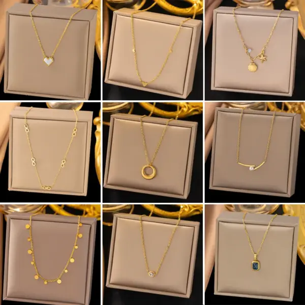 PVD Coated Real Gold Plated Geometric Infinity Heart Shape 304 Stainless Steel Elegant Simple Style Waterproof Non Tarnish 304 Stainless Steel Lobster Trigger Clasp Closure Pendant Necklace