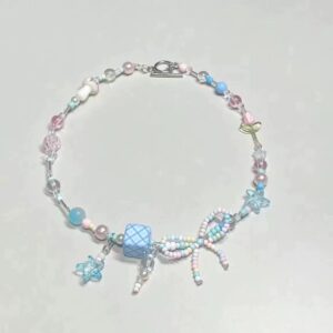 Blue beaded necklace