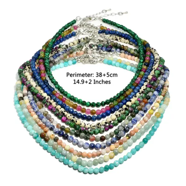 Wholesale Casual Geometric 304 Stainless Steel Artificial Gemstones Natural Stone Vacuum Plating Beaded Chain Necklace In Bulk