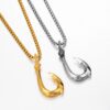 Wholesale Hip-Hop Big Fishhook Titanium Steel Necklace Pendant