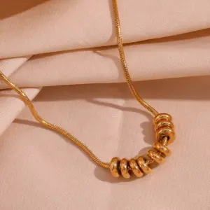 Metal Beans Broken Silver Pendant Necklace-Gold