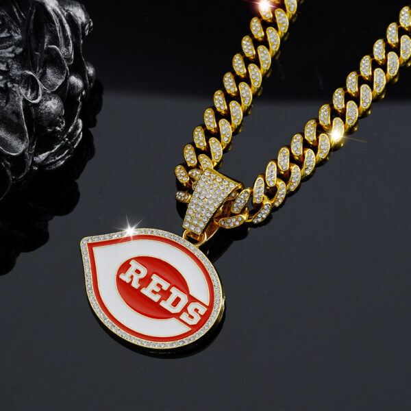 Wholesale Red and white oil dripping diamond hip hop Cuban necklace