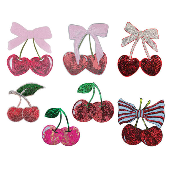 oly-f34f370671fd2beee818193e096de050 Wholesale in stock personality exquisite cherry cherries beads sequins embroidered patch cloth stickers clothes decorations aessories manufacturers direct sply