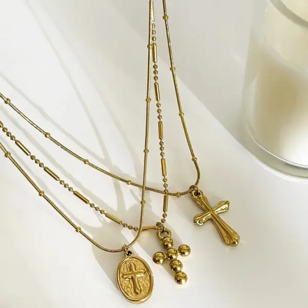 316L Stainless Steel Cross Waterproof Non Tarnish Surgical Steel Simple Style Classic Style Pendant Necklace For Women's