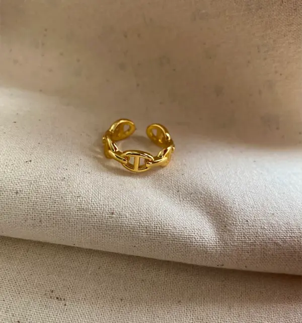 304 Stainless Steel Solid Color PVD Coated 18K Real Gold Plated Simple Style Classic Style Waterproof Non Tarnish Hollow Out Open Rings