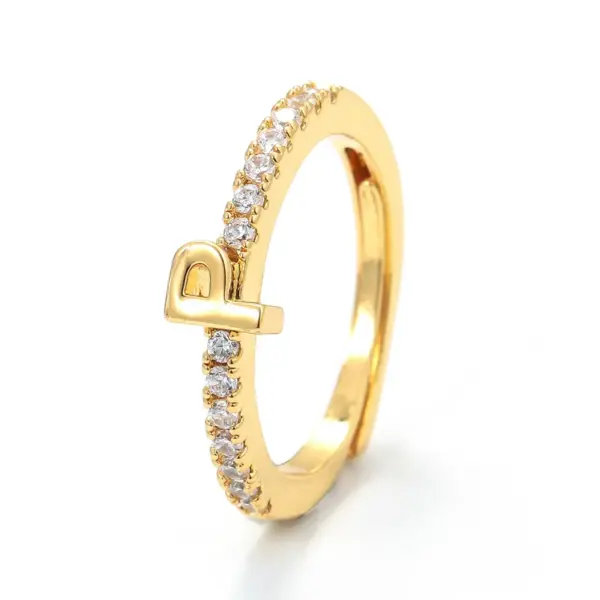 Wholesale Unisex Fashion Letter Copper Zircon Rings Plating Inlaid Zircon