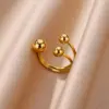 Wholesale PVD Coated Real Gold Plated Solid Color 304 Stainless Steel Vacation Simple Style Waterproof Non Tarnish Open Rings