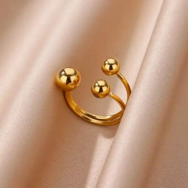 Wholesale PVD Coated Real Gold Plated Solid Color 304 Stainless Steel Vacation Simple Style Waterproof Non Tarnish Open Rings