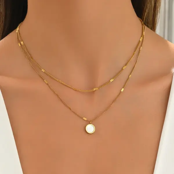 304 Stainless Steel Heart Shape PVD Coated Stone-Free 18K Real Gold Plated Casual Simple Style Commute Waterproof Non Tarnish Micro Super Whisper Thin Chain Necklace
