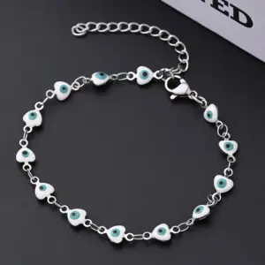 White Eye Bracelet (Stainless Steel) / 10X5mm (Length: 160+50mm) / 1 Strand/Package
