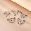 1 Piece 316L Stainless Steel Copper Zircon Nipple Rings & Studs Heart Shape Wings Waterproof Non Tarnish Surgical Steel Women'S