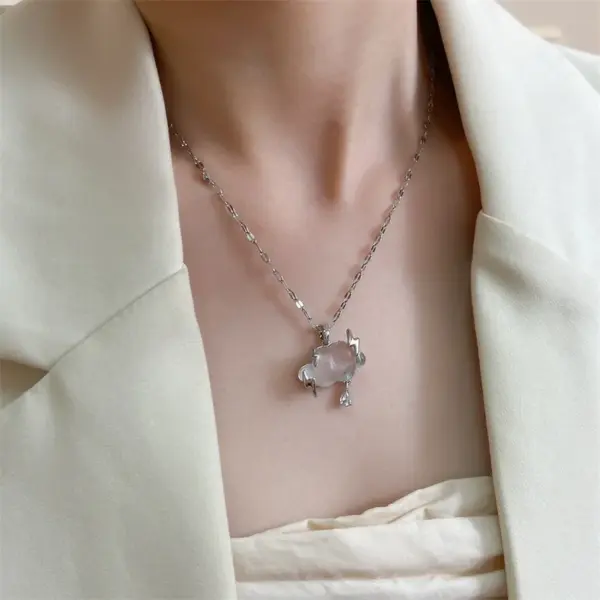 Wholesale Titanium Steel Simple Style Plating Inlay Clouds Lightning Zircon Pendant Necklace