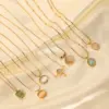 Wholesale PVD Coated 18K Gold Real Gold Plated Round Heart Shape 304 Stainless Steel Simple Style Waterproof Non Tarnish 304 Stainless Steel Pendant Necklace