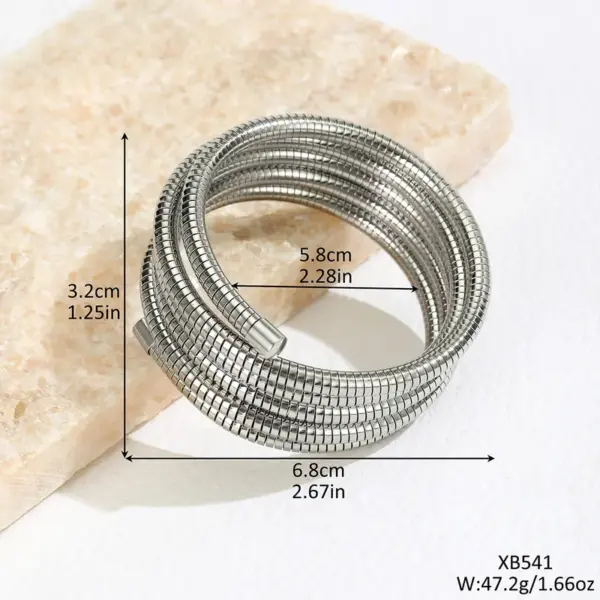 Simple Style Solid Color 304 Stainless Steel Spring Wrap Stretch Multilayer Bangle In Bulk