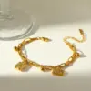 Wholesale 18K Gold Plated 304 Stainless Steel Vacuum Electroplating (In Furnace) Zircon Geometric Star Mixed Color (Jewelry Metal Contrast Color) Oil Drop Side Chain Cable Chain/Cross Chain/O Chain Bracelet For Women
