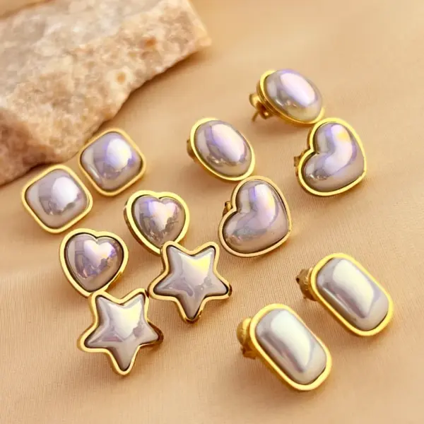 Wholesale PVD Coated Real Gold Plated 18K Gold Water Droplets Flower Shell 304 Stainless Steel IG Style Simple Style Waterproof Non Tarnish Ear Studs