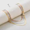 Wholesale Hip-hop Multicolor Stainless Steel Plating Three Layer Necklace