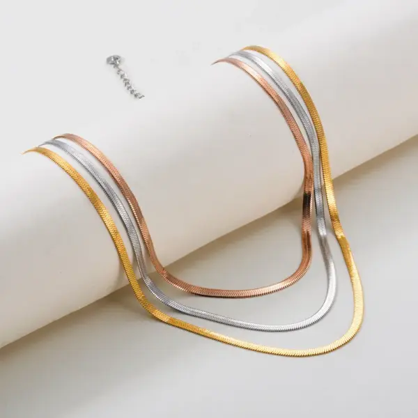 Wholesale Hip-hop Multicolor Stainless Steel Plating Three Layer Necklace