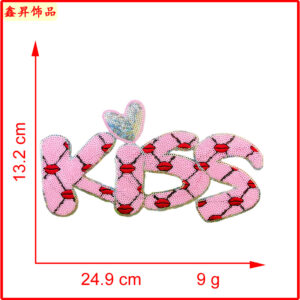 Heated melt glue*pink*letter*kiss*13*25cm