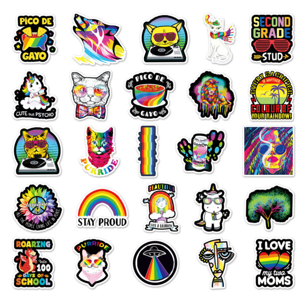 Wholesale 50 personalized DIY color rainbow graffiti cross-border ins wind laptop luggage decoration stickers